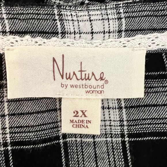 Nurture by Westbound Plus Size Woven Long Sleeve Blouse 2X Button Front Black - Picture 6 of 9